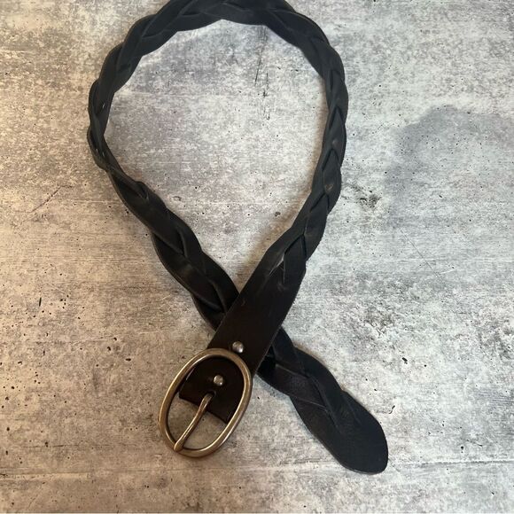 Genuine leather brown braided belt women’s size small main image 4